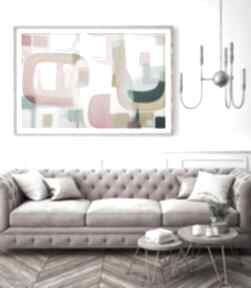 Geometryczna abstrakcja - poziomy obraz do salonu kolorowy wydruk na płótnie 90x60cm annsayuri