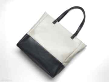 bag - jasny beż i granat na ramię torebki niezwykle elegancka, nowoczesna, prezent, shopper