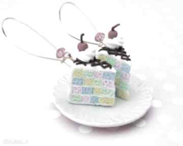 Kolczyki pastelowe torciki w kratę i theresa ursulas jewelry, torty, ciasta, modelina