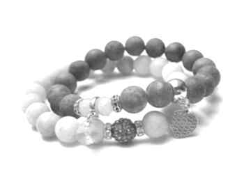 Duo - grey double vol 10 - ki ka pracownia jadeity, swarovski, shamballa, matowe