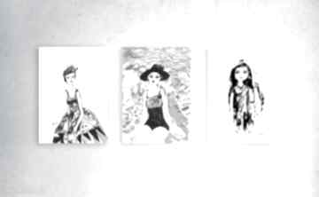 3 plakaty biało czarne, kobiety, dziewczyny minimalizm skandynawski styl annasko nowoczesne