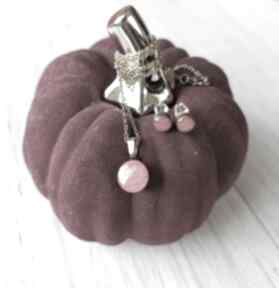Minimalistyczny komplet naszyjnik i kolczyki czerwona kropka eko craft, malutkie