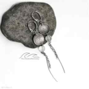 długie srebro 925 postarzane - kolczyki wiszące kryształ górski biżuteria