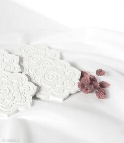 Podkładka pod kubek kwiat mandala white 4 sztuki nejmi art handmade, podstawki, salon