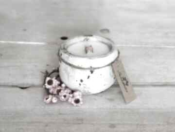 Świeca sojowa w kamionce o zapachu geranium i bergamoty świeczniki make light art zapachowa
