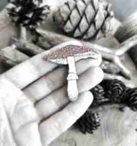 Pin muchomor broszki homemade by n, ręcznie malowana, biżuteria ekologiczna, drewno dębowe