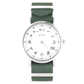 Zegarek - kanji zielony, nylonowy zegarki