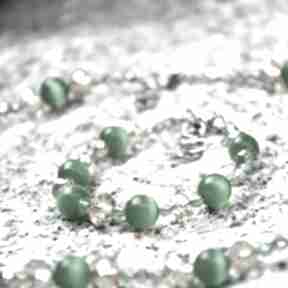 Zielony komplet biżuterii z kocim i koralikami szklanymi pmpb style delikatny zestaw