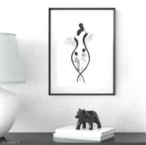Grafika A4 malowana ręcznie, abstrakcja, styl skandynawski, czarno biała, 2695558 art krystyna