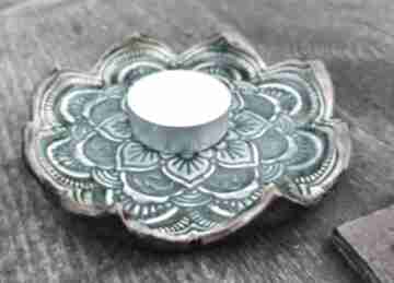 Prezent. Ceramiczny talerzyk mandala c734 ceramika shiraja, na świecę, z gliny, na biżuterię