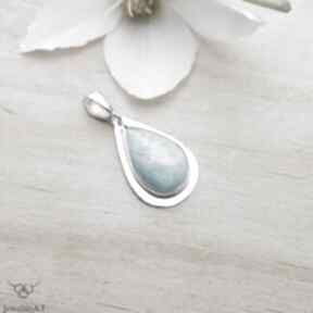 Kropla amazonitu - jewelsbykt wisior, klasyczna z kamieniem, srebrna zawieszka, biżuteria