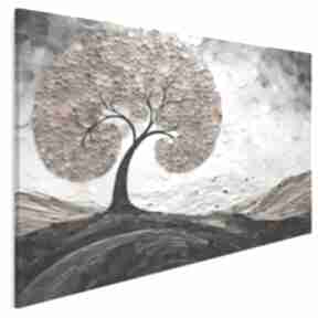 Obraz drzewo ozdobne, pointylizm, dekoracyjny: dekoracja brązowa - do salonu