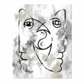 Equilibrium, abstrakcja, nowoczesny obraz malowany na płótnie aleksandrab, twarze
