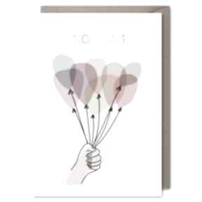 Karnet okolicznościowy urodziny, balony sto lat kartki paper flamingo, urodzinowa, życzenia