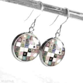 Artistic mosaic krótkie eleganckie z kolorowym oczkiem srebrne bigle 925 gala vena srebro, małe