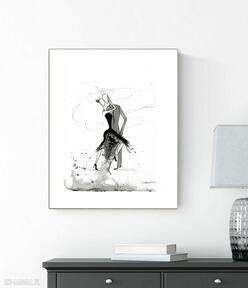 Grafika 30x40 cm wykonana ręcznie, abstrakcja, obraz do salonu, czarno biała, 2514131 art