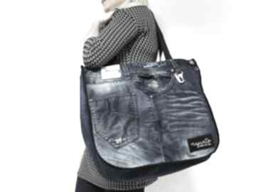 Duża torba upcykling jeans 10 desigual na ramię majunto, jeansowa