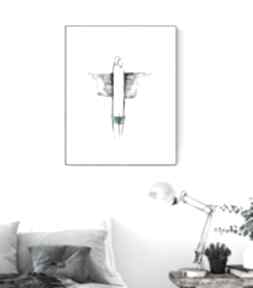 Grafika 30x40 cm wykonana ręcznie, abstrakcja, elegancki minimalizm, obraz do salonu, turkus