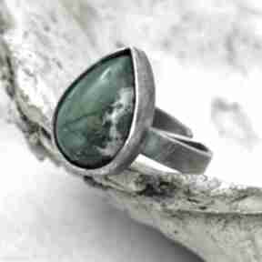 w kształcie kropli a1063 artseko z jaspisem, srebrny pierścień, prezent, turkusowy