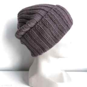 Wywijana czapka merino helli 100% baby 34 wrzos nitkowe love, zimowa, na drutach, beanie