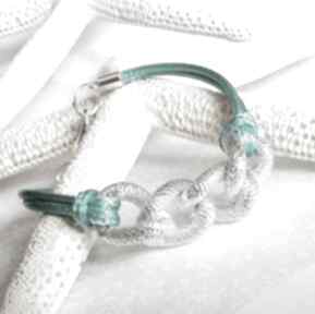 Bransoletka typu casual z łańcuchem i sznurkami gala vena turkusowy, łańcuch, srebrna