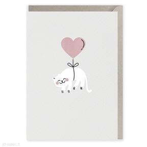Kartka okolicznościowa - kotek walentynkowa kartki cardie kartka