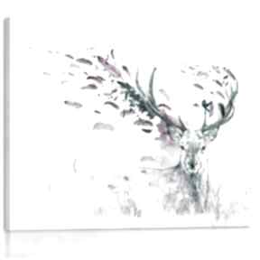 Obraz drukowany na płótnie - pejzaż z wsród różowych piórek 02427 ludesign gallery jelenie