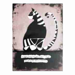 Kot kotmistrz, obraz ręcznie malowany na płótnie 30x40 cm aleksandrab, mistrz