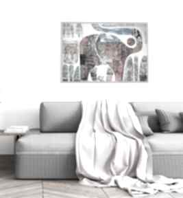 Plakat A2 - szczęśliwy słoń plakaty gabriela krawczyk, wydruk, abstrakcja, obraz