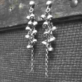 Kolczyki ze - treendy oksydowane, srebro biżuteria autorska, z dzwoneczkami, delikatne