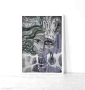 Plakat 100x70 cm - perły plakaty gabriela krawczyk, wydruk, twarz, kobieta, grafika