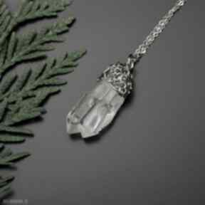 Wisiorek talizman surowy kryształ górski amulet stal chirurgiczna wire wrapping wisiorki agata