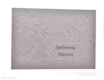 Kartka personalizowana scrapbooking wrzosowisko, życznia, ptaki