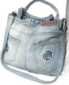 Błękitna torba z eko jeansu na ramię gabiell, jeans, recykling, modna