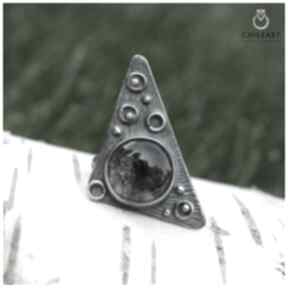 Kwarc z turmalinem i srebro - pierścionek 1445a chile art z turamalinem - z kwarcem