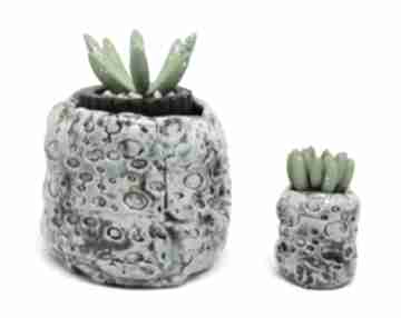 Ceramiczne doniczki komplet handmade ozdoba prezent dekoracje