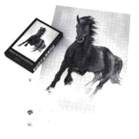 czarny 60x42 cm 600 elementów yenoo puzzle, układanka, koń, konik, prezent