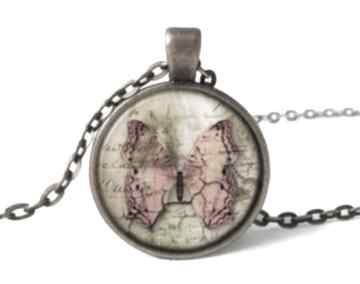 Popękane piękno - medalion z łańcuszkiem naszyjniki eggin egg motyle, motyl, cracle