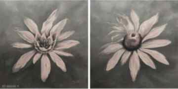 Kwiatowa forma, dwa 40x40 cm joannatkrol abstrakcja, kwiaty obrazy