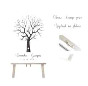 Obraz księga gości 40x60 cm 3 tusze do odcisków kreatywne wesele drzewko szczęścia, ślub