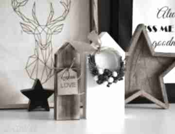 Prezent pod choinkę! 2 x domki z wiankiem dekoracje świąteczne wooden love wianek, dom
