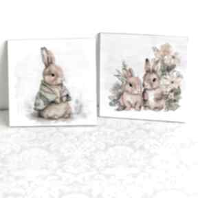 Para podkładek - króliczki 1 dekoracje wielkanocne mały koziołek podkładki, wiejskie klimaty