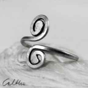 Zawijasy - caltha pierścień, pierścionek, srebro, srebrny, regulowany