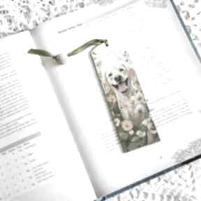 Zakładka do książki - labrador wśród kwiatów mały koziołek, pies, kwiaty, sielskie klimaty