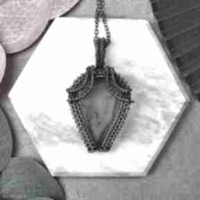 Miedziany wisiorek wire wrapping z agatem montana #413 wisiorki metal earth, amulet, vintage