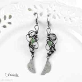 Green - kolczyki pracownia steampunk, biżuteria wire wrapping, z miedzi, na prezent