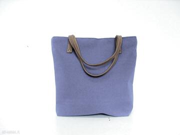 Kobaltowy shopper bag torebki czarnaowsianka chabrowa, szyta, klasyczna, modna, piękna