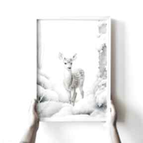 zimowa - format 40x50 cm hogstudio plakat, plakaty, do salonu, sarenka, wnętrza, modne