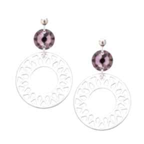 Kolczyki z różowego złota rozetami i ciemno różowymi kryształami swarovski® crystal sotho