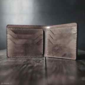 Męski portfel skórzany ciemny brąz model poziomy wild leather - dla niego, ręcznie szyty